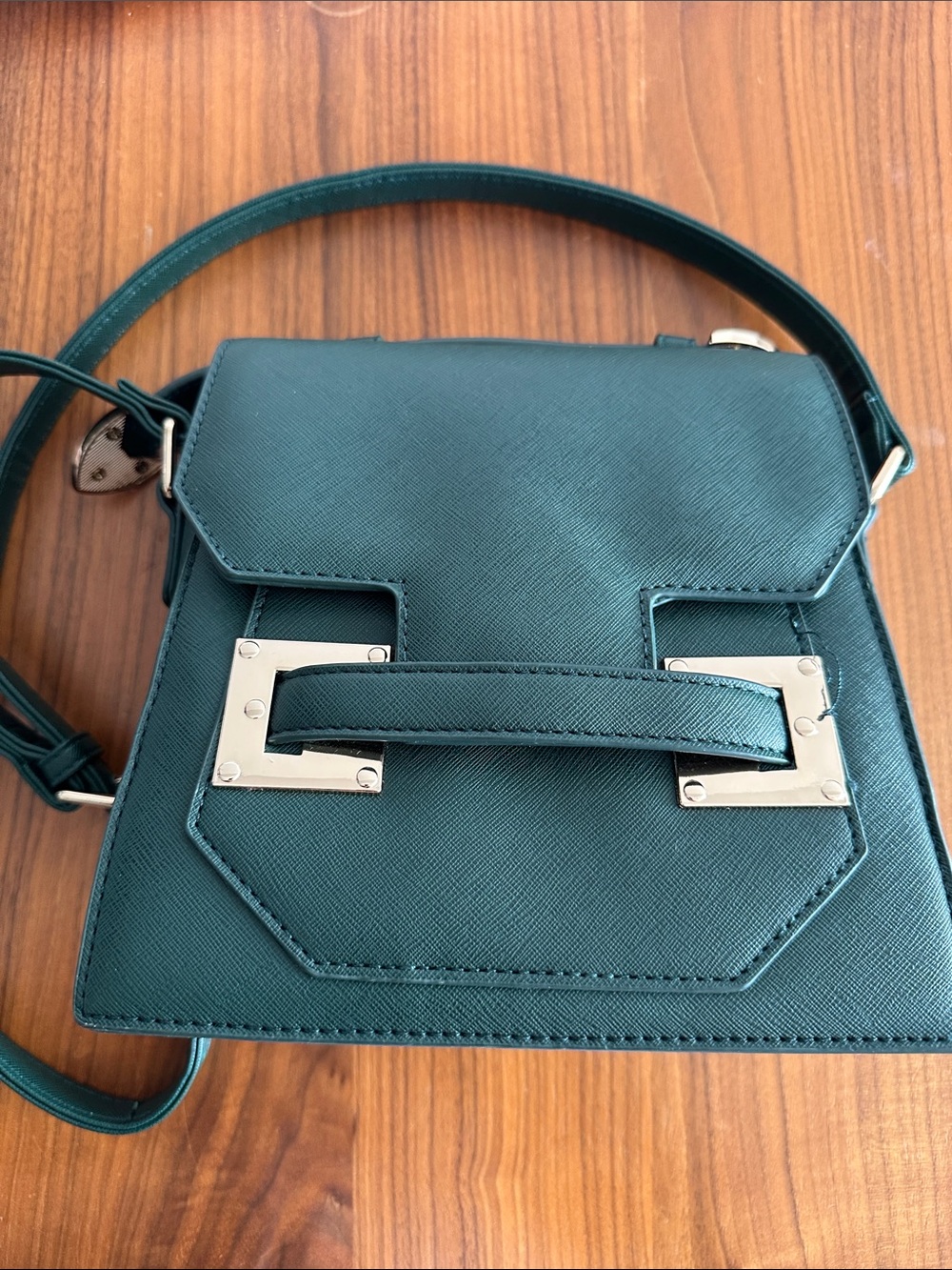 Forest Green Crossbody Bag with Gold Hardware